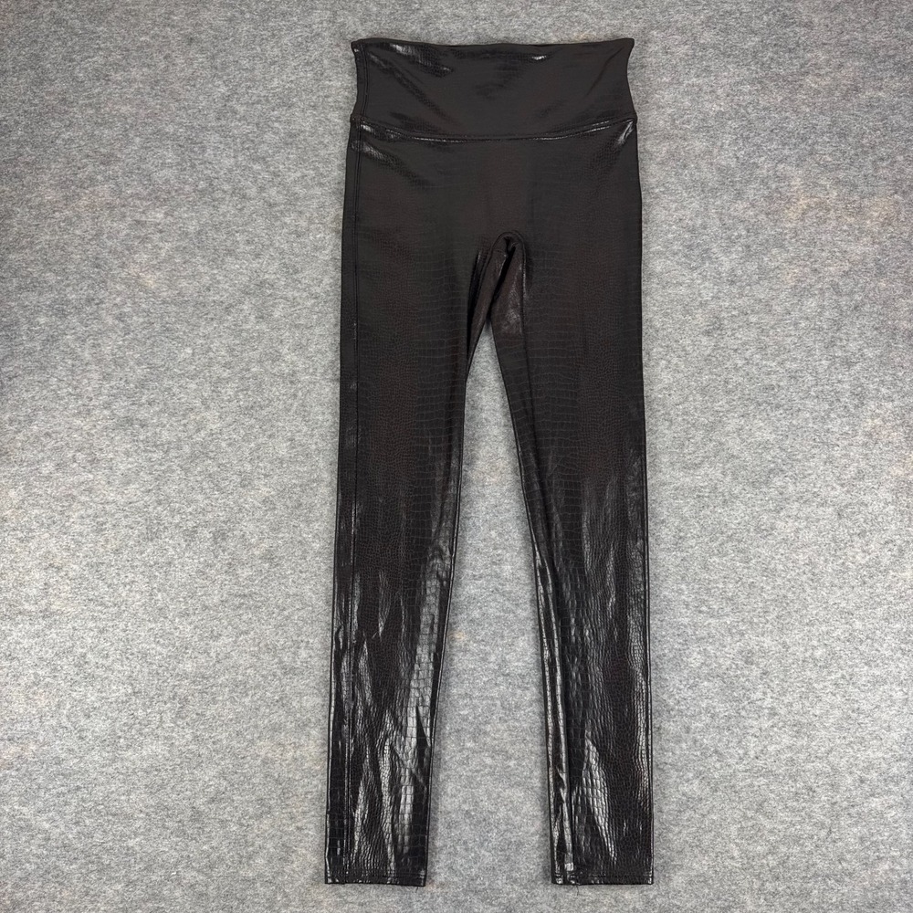 Spanx Faux Leather Croc Shine High Waisted Leggings Brown 20303R Womens Medium M
